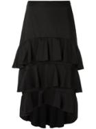 Olympiah - Ruffled Midi Skirt - Women - Cotton/spandex/elastane - 40, Black, Cotton/spandex/elastane