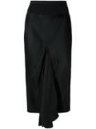 Rick Owens Pleated Detail Skirt, Women's, Size: 40, Black, Cupro/cotton/polyamide