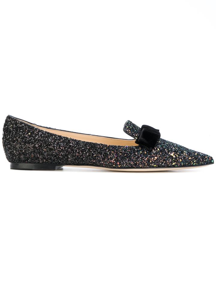 Jimmy Choo Glitter Gala Flats - Black