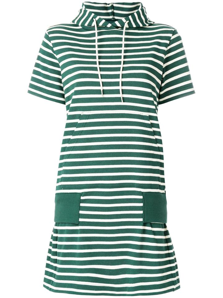 Sacai Hooded Striped Dress - Green