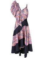 Loewe Asymmetric Printed Ruffle Dress - Multicolour