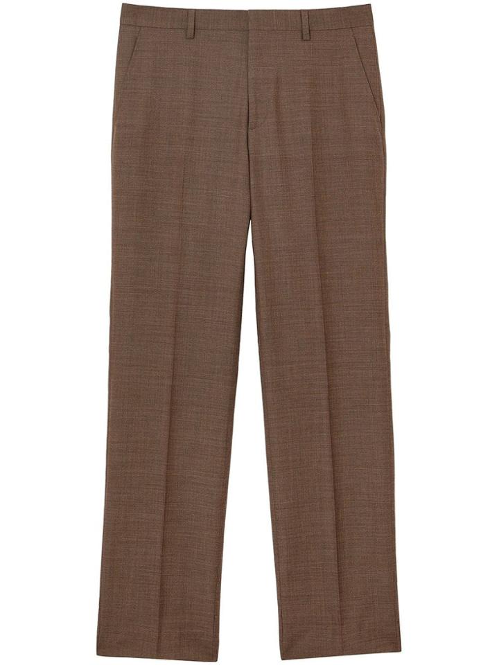 Burberry Sharkskin Wool Tailored Trousers - Brown