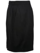 Chanel Vintage Button Detailed Pencil Skirt, Women's, Size: 40, Black