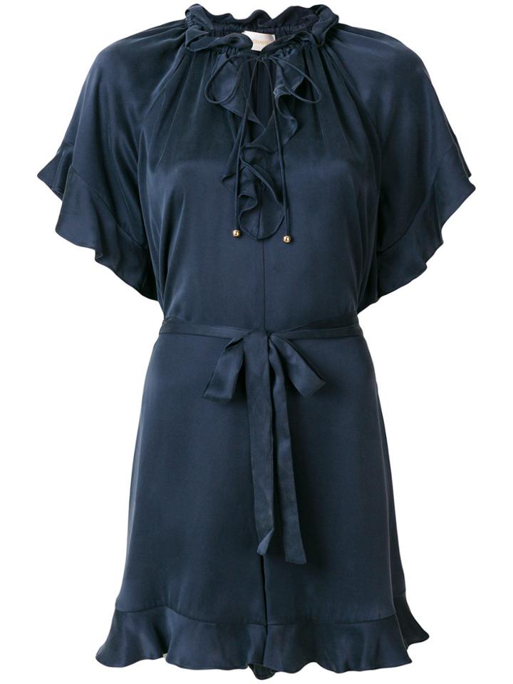 Zimmermann Frill Trim Tie Waist Playsuit - Blue