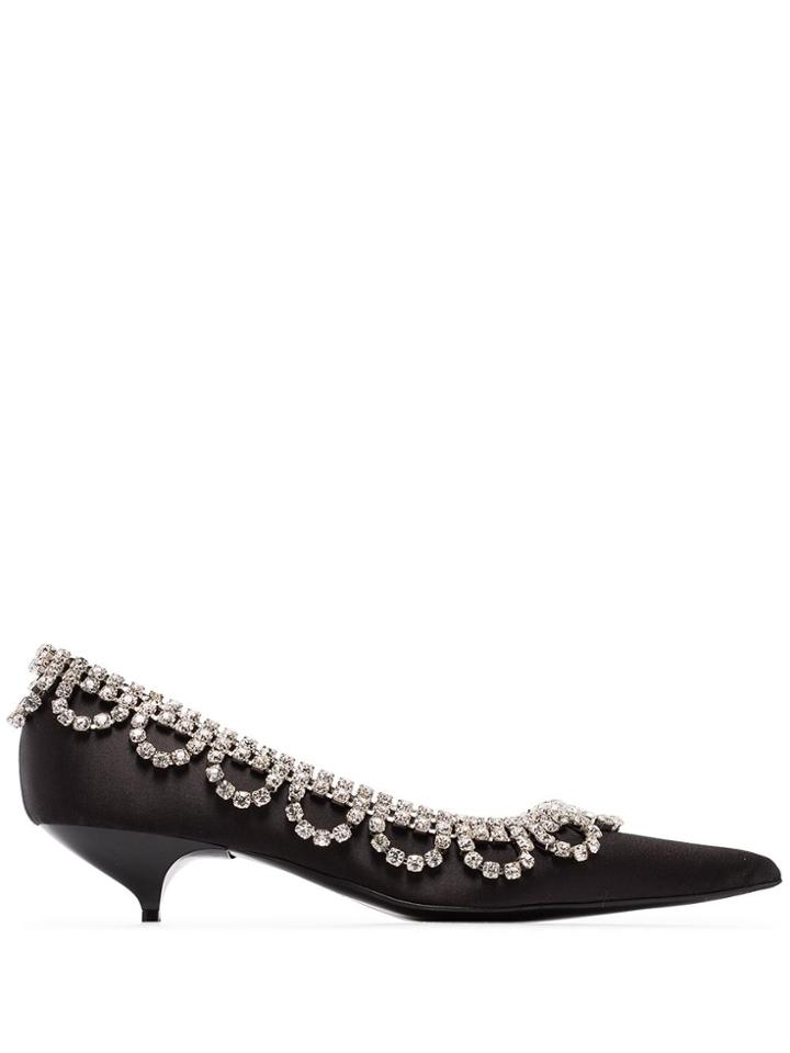 Area Scalloped Crystal 30mm Pumps - Black