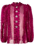 Dolce & Gabbana Crystal Star Ruffled Blouse - Pink & Purple