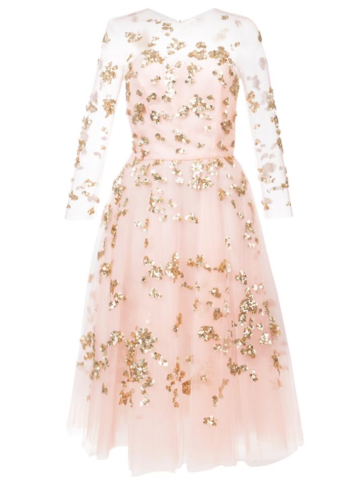 Oscar De La Renta Embellished Midi Ball Dress - Pink & Purple