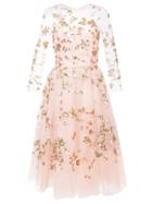 Oscar De La Renta Embellished Midi Ball Dress - Pink & Purple