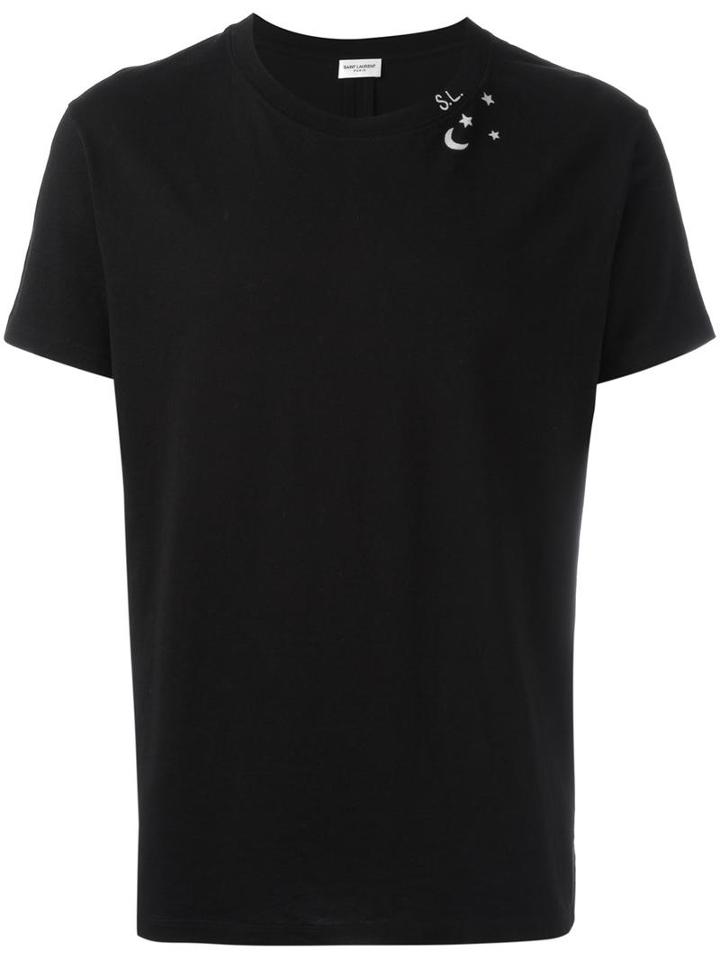 Saint Laurent Stars And Moon Print T-shirt, Men's, Size: Xl, Black, Cotton