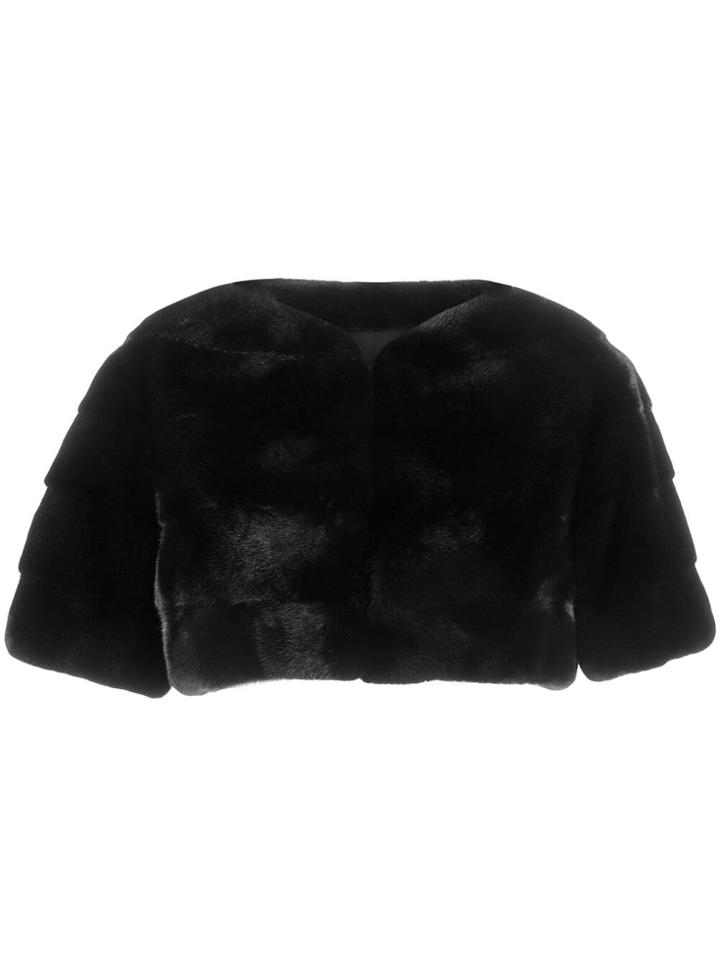 Liska Mink Fur Bolero Jacket - Black