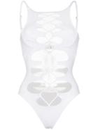 Agent Provocateur Hatty Mesh Lace-up Swimsuit - White