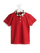 Burberry Kids Check Collar Polo Shirt, Boy's, Size: 10 Yrs, Red