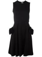 Comme Des Garçons Noir Kei Ninomiya Fur Pocket Sleeveless Dress, Women's, Size: Small, Black, Polyester/cupro/wool