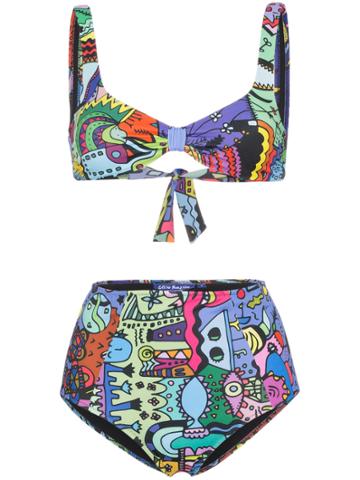 Ellie Rassia Old Fashioned Print High Waist Bikini - Multicolour