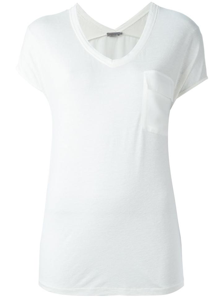 Calvin Klein Jeans Chest Pocket T-shirt, Women's, Size: Large, White, Linen/flax/viscose
