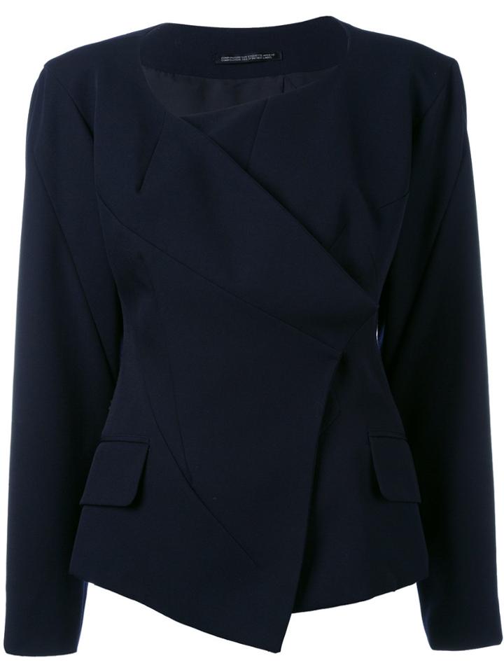 Yohji Yamamoto Vintage Collarless Deconstructed Jacket - Blue