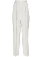 Stella Mccartney Wide Leg Pleated Linen Blend Trousers - Blue