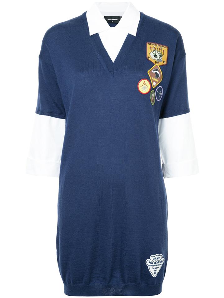 Dsquared2 Appliqué Patch Shirt-dress - Blue