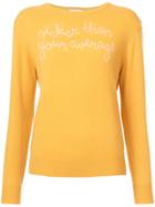 Lingua Franca Embroidered Quote Sweater - Yellow & Orange