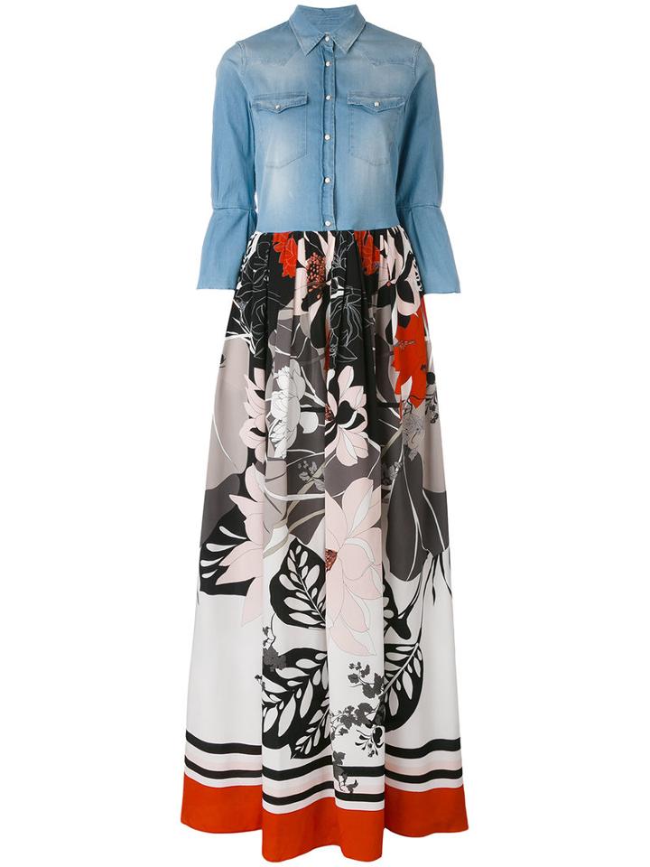 Sara Roka - Denim Top Maxi Dress - Women - Silk/cotton/nylon/spandex/elastane - 42, Blue, Silk/cotton/nylon/spandex/elastane