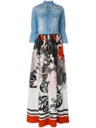 Sara Roka - Denim Top Maxi Dress - Women - Silk/cotton/nylon/spandex/elastane - 42, Blue, Silk/cotton/nylon/spandex/elastane