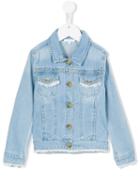 Chloé Kids Frayed Denim Jacket, Girl's, Size: 8 Yrs, Blue
