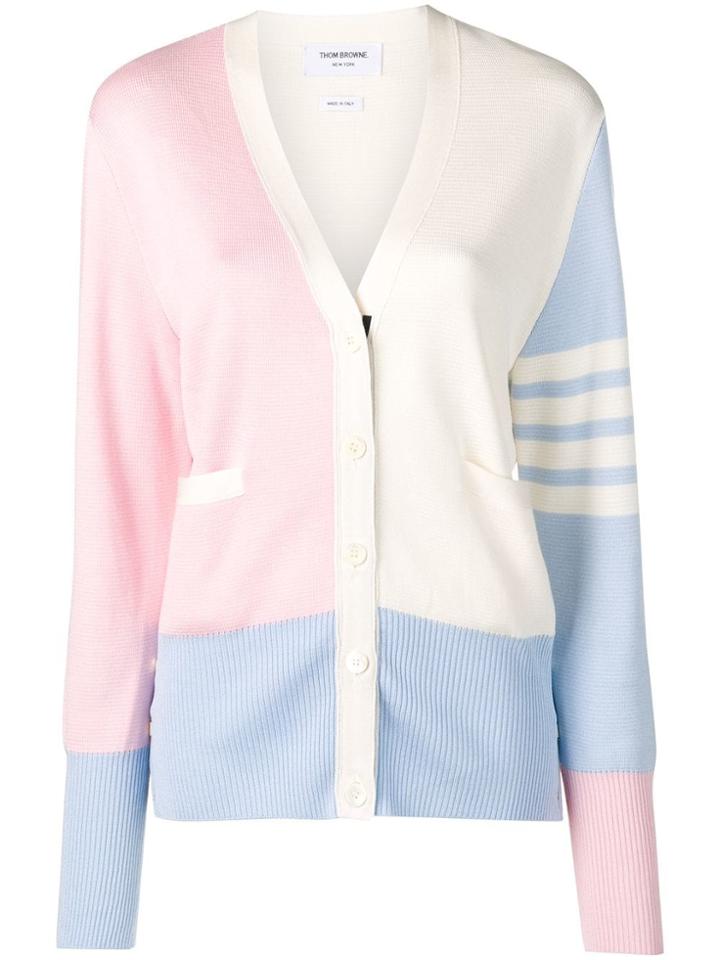 Thom Browne 4-bar Fun Mix Silk Cardigan - White