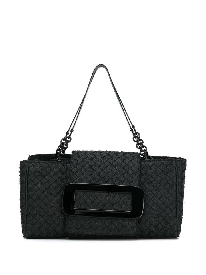 Bottega Veneta Calf Leather Intrecciato Tote Bag - Black