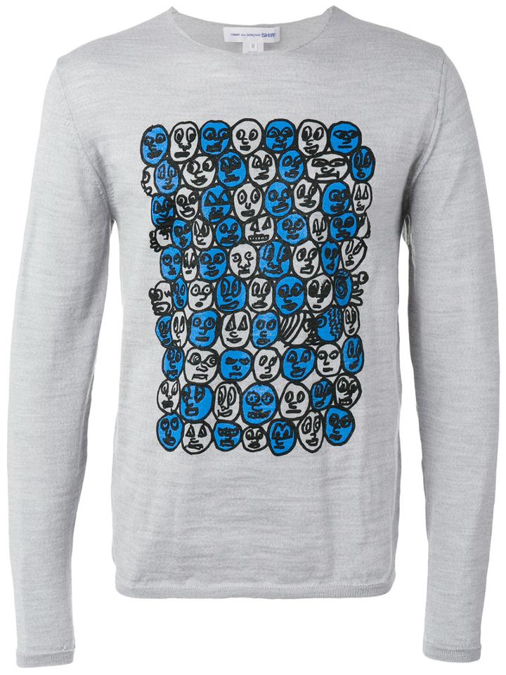 Comme Des Garçons Shirt Printed Sweatshirt, Men's, Size: Large, Grey, Wool