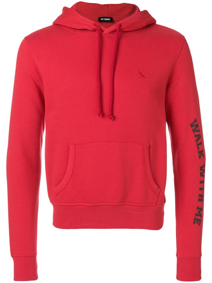 Raf Simons Walk With Me Slim Fit Hoodie - Red