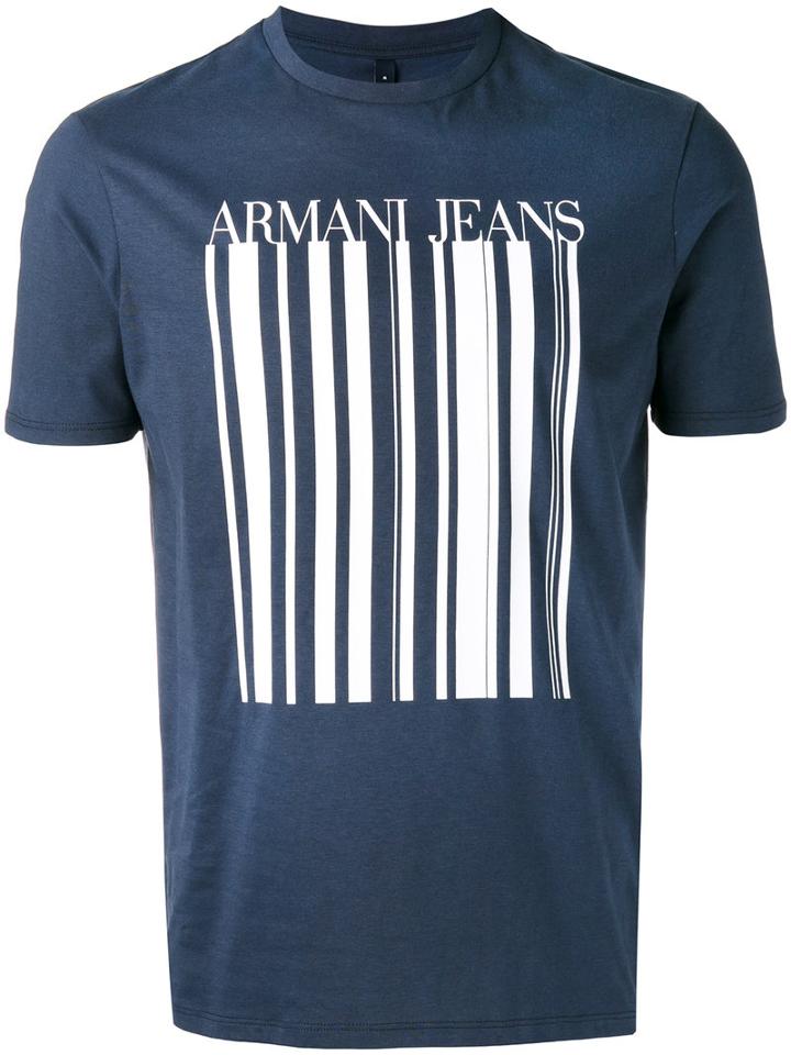 Armani Jeans - Barcode Print T-shirt - Men - Cotton - L, Blue, Cotton