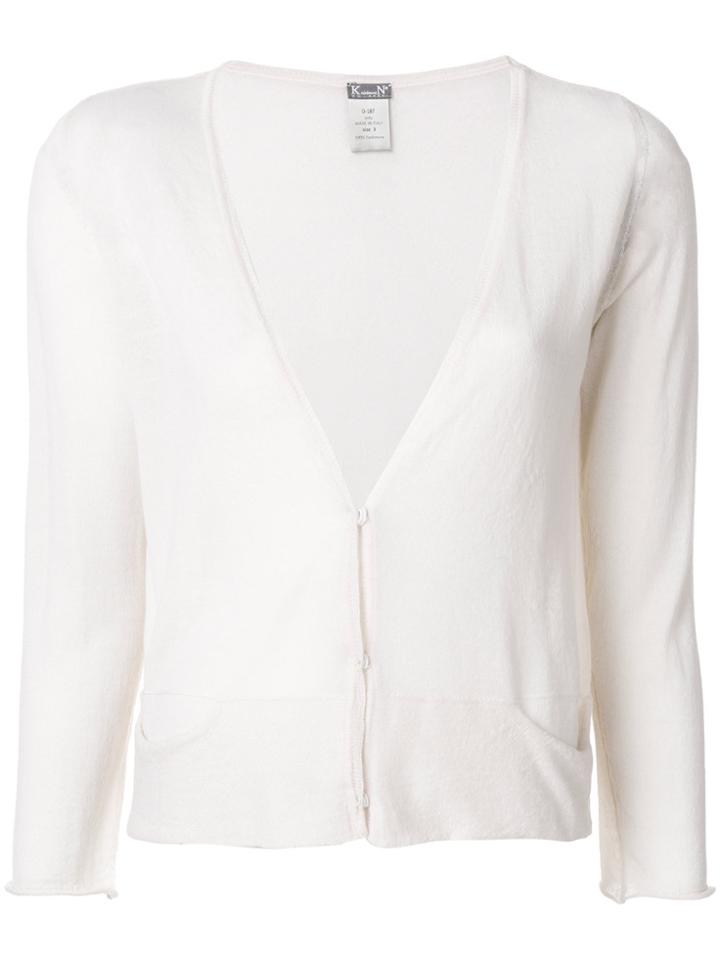 Kristensen Du Nord Plunge Neck Cropped Cardigan - Nude & Neutrals