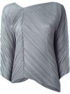 Pleats Please By Issey Miyake Asymmetric Pleated Top, Women's, Size: 17, Grey, Polyester