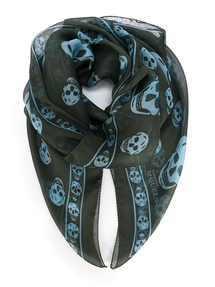 Alexander Mcqueen 'skull' Scarf - Green