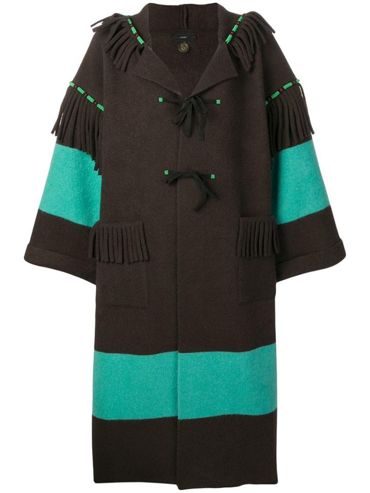 Alanui Contrast Stripe Oversized Coat - Brown
