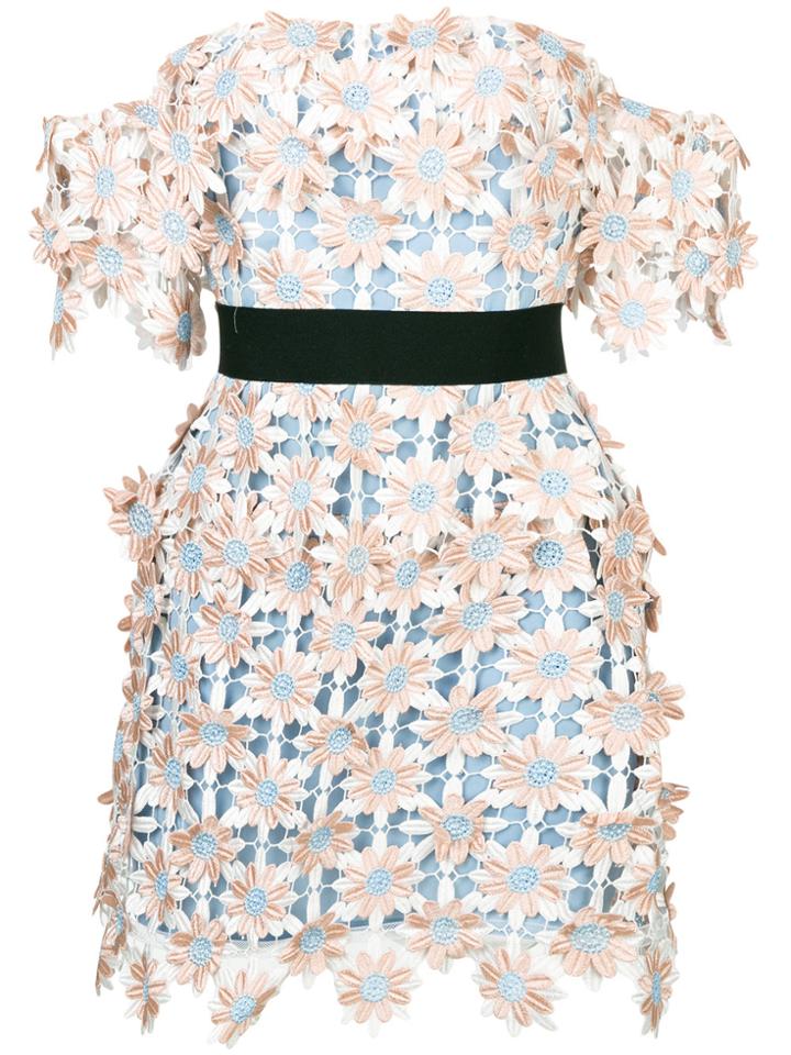 Self-portrait 3d Floral Mini Dress - Pink & Purple