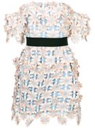 Self-portrait 3d Floral Mini Dress - Pink & Purple