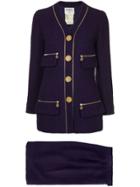 Chanel Vintage Cc Setup Suit Jacket Skirt - Pink & Purple