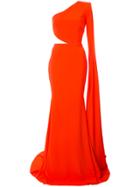 Alex Perry Asymmetric-sleeve Maxi Gown - Red