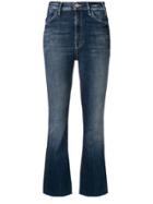 Mother Frayed Bootcut Cropped Jeans - Blue