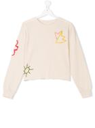 Bellerose Kids Embroidered Raw Edge Sweatshirt - Nude & Neutrals