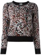 Saint Laurent Leopard Print Sweater, Women's, Size: Small, Black, Polyamide/polyester/viscose/wool