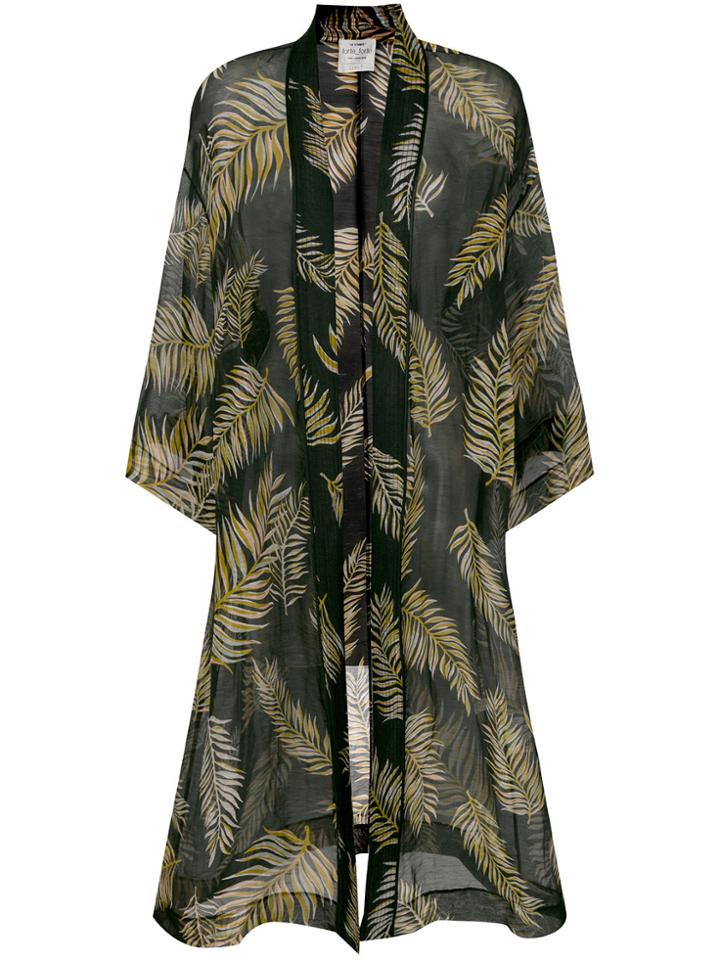 Forte Forte Sheer Feather Print Kimono - Black