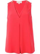 Michael Michael Kors Zip Detail Tank, Women's, Size: Xs, Red, Polyester/spandex/elastane