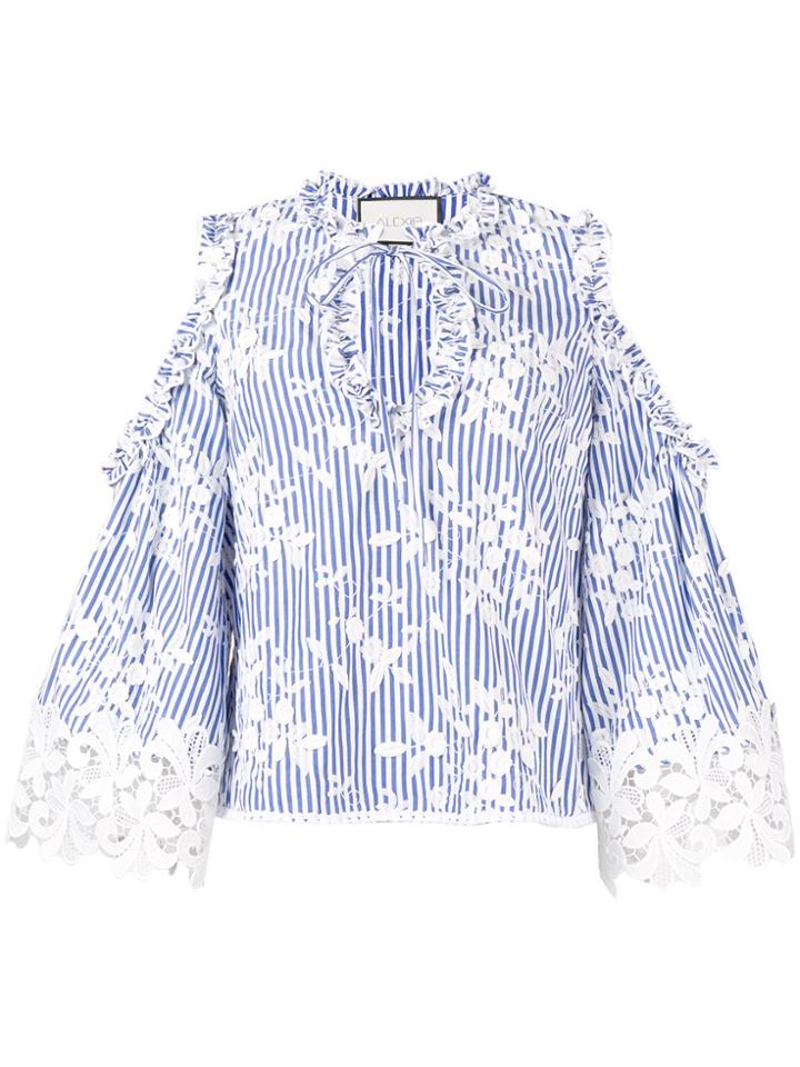 Alexis Floral Cold Shoulder Blouse - Blue