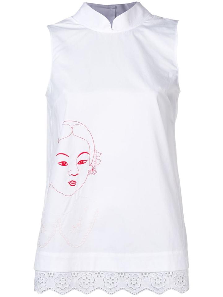 Simone Rocha Portrait Print Vest Top - White