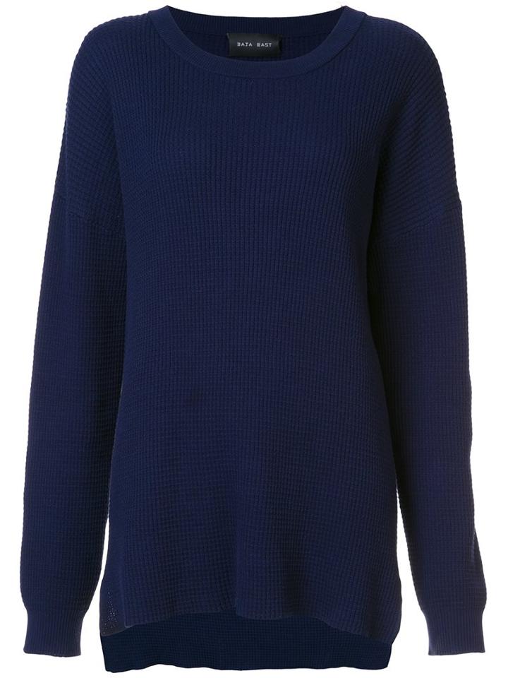 Baja East Long Textured Jumper, Women's, Size: 4, Blue, Cotton