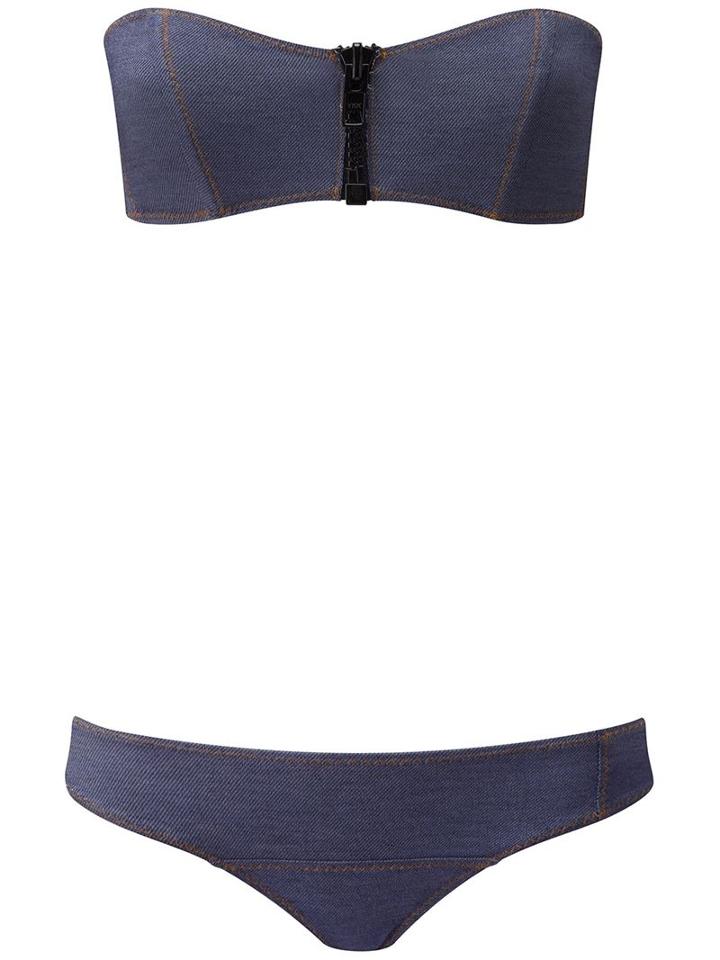 Lisa Marie Fernandez 'lauren' Bikini, Women's, Size: 3, Blue, Nylon/cotton/spandex/elastane