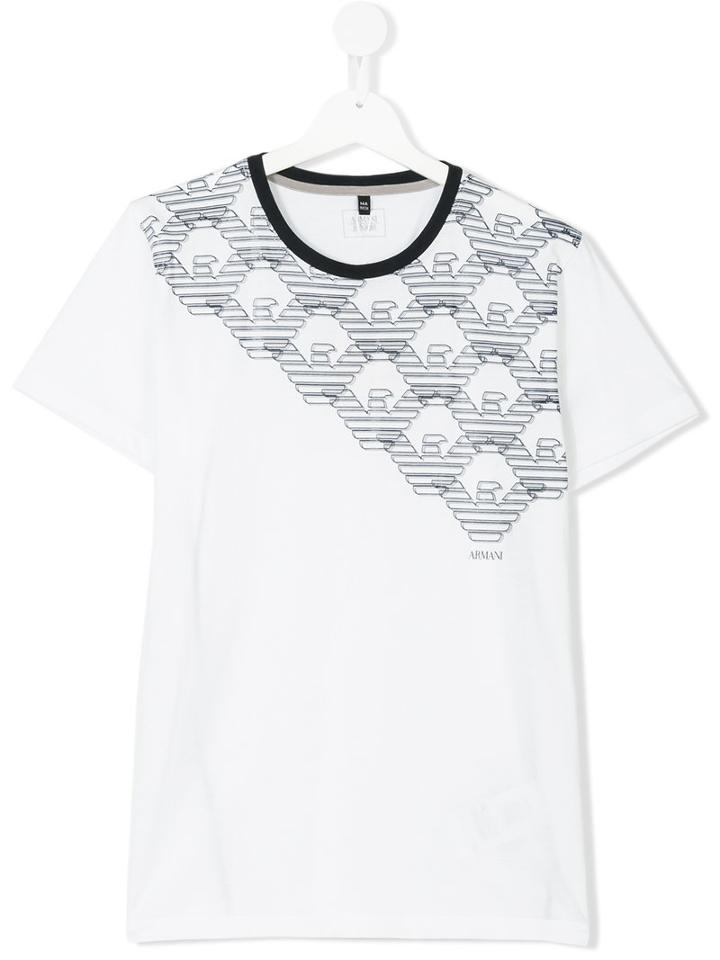 Armani Junior - Printed Logos T-shirt - Kids - Cotton - 16 Yrs, White