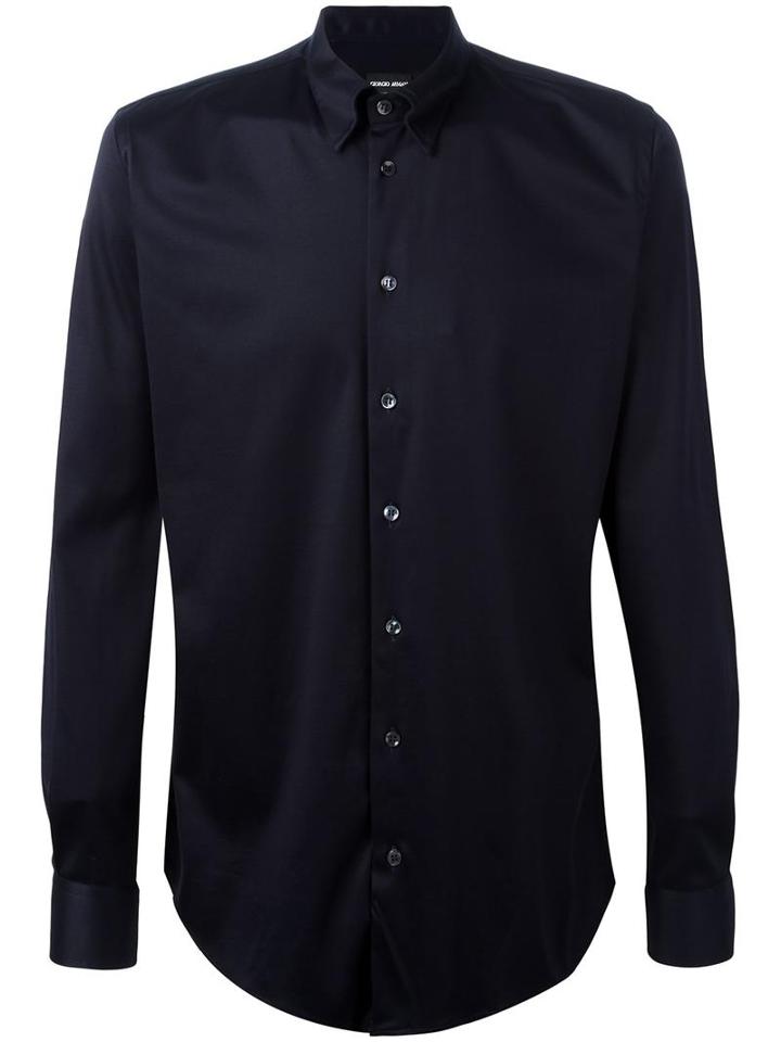 Giorgio Armani Classic Shirt, Men's, Size: 45, Blue, Cotton